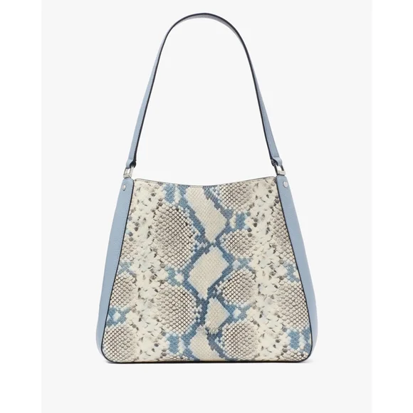 NWT Kate Spade Leila Snake Blue & Tan Medium Triple Pocket Shoulder Bag New - Picture 5 of 8